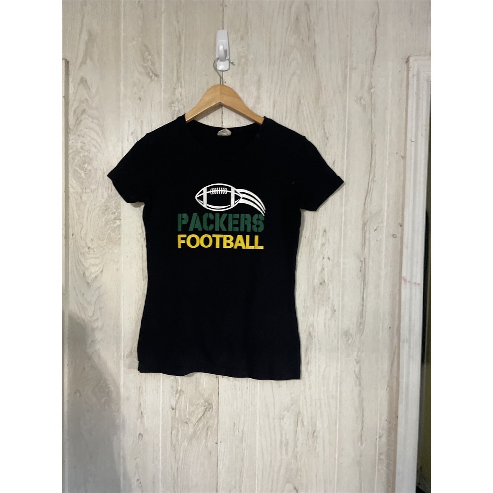 Green Bay Packers Shirt Womens Small Black Nike NFL Football Ladies Dri Fit Tee